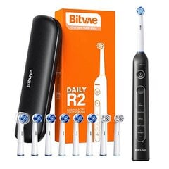 Bitvae Звуковая зубная щетка с набором насадок и дорожным футляром Bitvae R2 (черный) цена и информация | Электрические зубные щетки | hansapost.ee