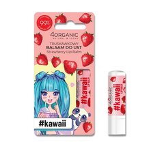 Бальзам для губ 4Organic Kawaii Strawberry, 5 г цена и информация | Помады, бальзамы, блеск для губ | hansapost.ee