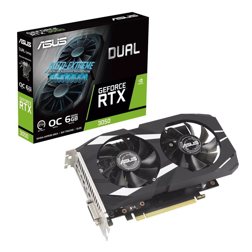 Asus Dual GeForce RTX 3050 OC Edition (90YV0K60-M0NA00) hind ja info | Videokaardid | hansapost.ee