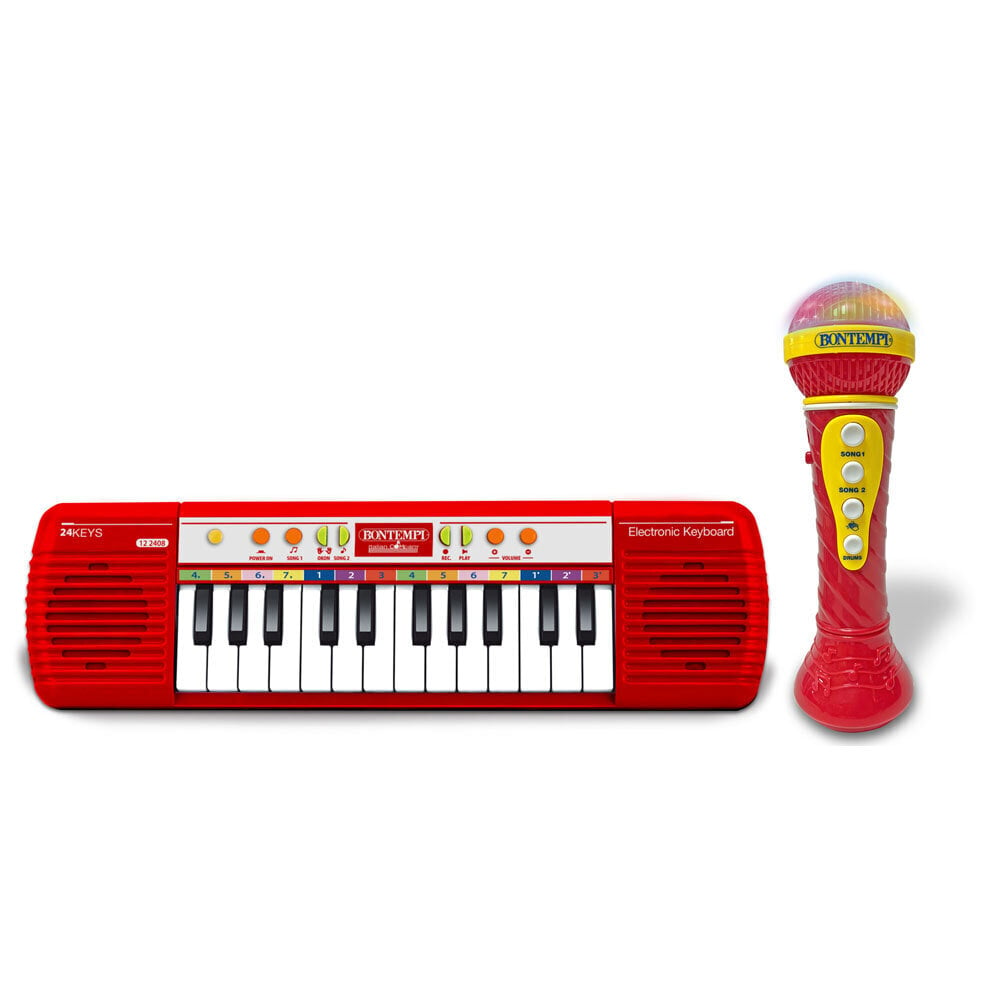 Mikrofoniga laste klaver Bontempi, punane hind ja info | Arendavad laste mänguasjad | hansapost.ee