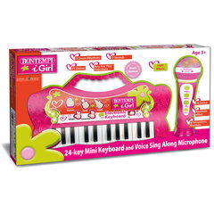 Laste klaveri ja mikrofoni komplekt Bontempi, roosa hind ja info | Arendavad laste mänguasjad | hansapost.ee