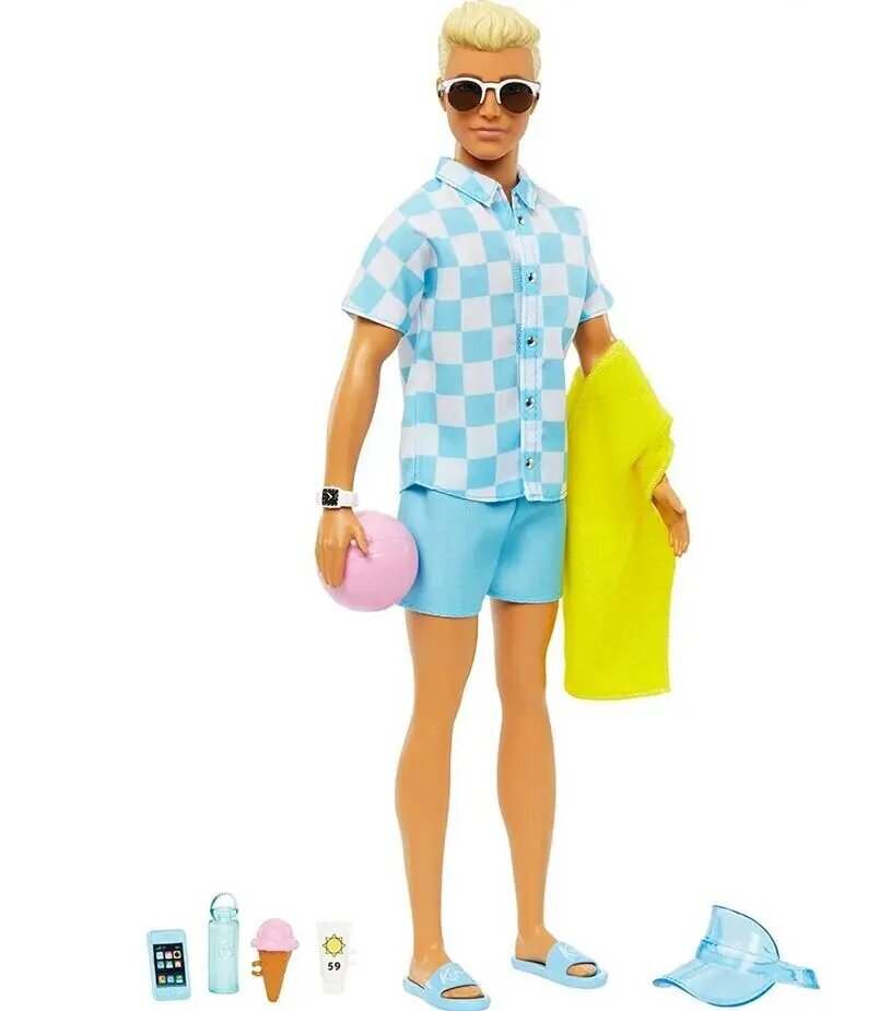 Mattel Barbie: Ken Doll ujuda reisikohvrid ja ranna-teemaline tarvikud (HPL74) цена и информация | Mänguasjad tüdrukutele | hansapost.ee