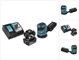 Аккумуляторная эксцентриковая шлифовальная машинка Makita DBO 180 RT 18 В 125 мм + 2х аккумулятора 5,0 Ач + зарядное устройство цена и информация | Шлифовальные машины | hansapost.ee