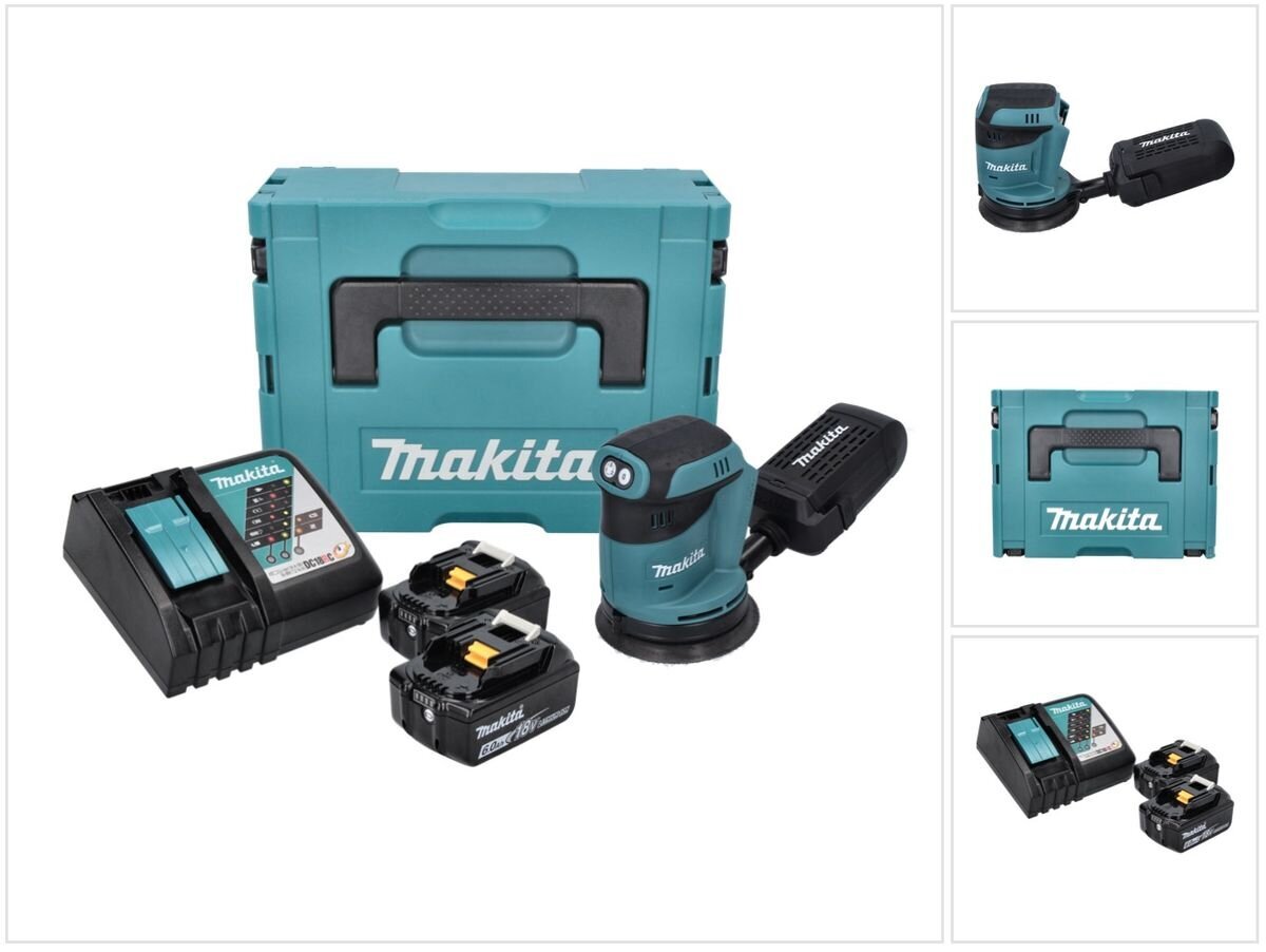 Makita DBO 180 RGJ akuga ekstsentriline lihvmasin 18V 125mm + 2x aku 6.0 Ah + laadija + Makpac цена и информация | Lihvmasinad | hansapost.ee