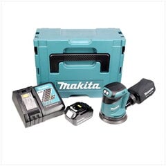 Аккумуляторная эксцентриковая шлифовальная машинка Makita DBO 180 RF1J 18 В 125 мм + 1 аккумулятор 3,0 Ач + зарядное устройство + Makpac цена и информация | Шлифовальные машины | hansapost.ee