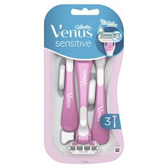 Бритва женская «Gillette» Venus Smooth Sensitive, 3 шт цена и информация | Средства для бритья | hansapost.ee