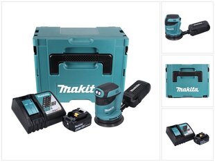 Аккумуляторная эксцентриковая шлифовальная машинка Makita DBO 180 RM1J, 18 В, вместе с аккумулятором и зарядным блоком цена и информация | Шлифовальные машины | hansapost.ee