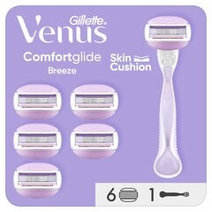 Бритвенные головки Gillette Venus Comfortglide Breeze для женщин, 6 шт. цена и информация | Средства для бритья | hansapost.ee