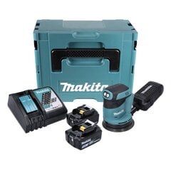 Аккумуляторная эксцентриковая шлифовальная машинка Makita DBO 180 RTJ 18 В 125 мм + 2х аккумулятора 5,0 Ач + зарядное устройство + Makpac цена и информация | Шлифовальные машины | hansapost.ee