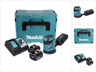 Аккумуляторная эксцентриковая шлифовальная машинка Makita DBO 180 RFJ, 18 В, вместе с аккумулятором и зарядным устройством цена и информация | Шлифовальные машины | hansapost.ee