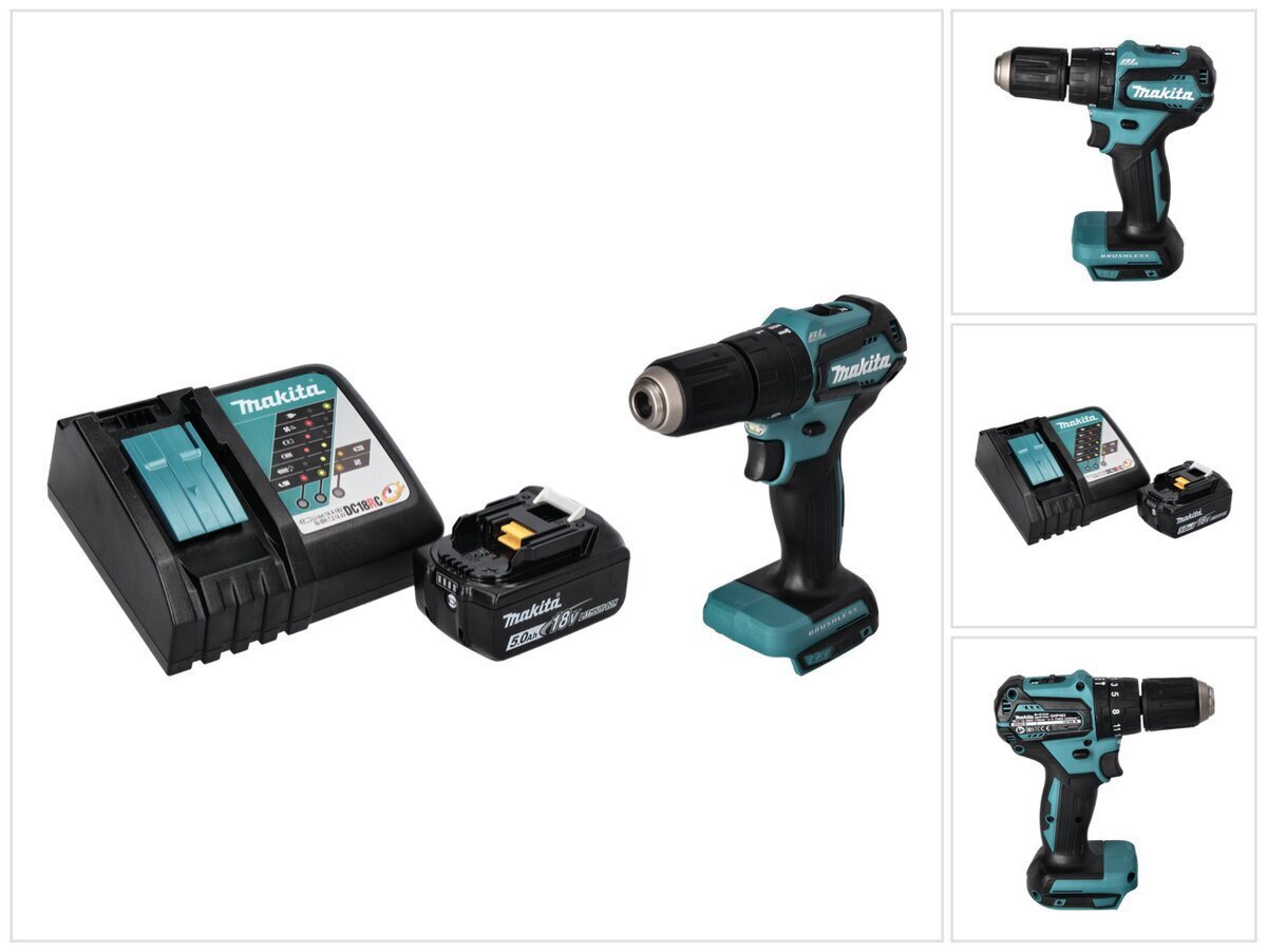 Akulööktrell Makita DHP 483 RT1 18 V 40 Nm + 1x aku 5,0 Ah + laadija hind ja info | Akutrellid, puurid ja kruvikeerajad | hansapost.ee