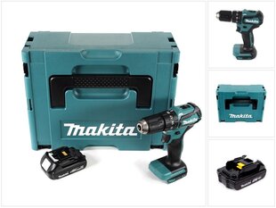 Аккумуляторная ударная дрель Makita DHP 483 Y1J 18В 40Нм Makpac + 1x аккумулятор 1,5 Ач - без зарядного блока цена и информация | Дрели и шуруповёрты | hansapost.ee