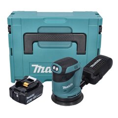 Аккумуляторная эксцентриковая шлифовальная машинка Makita DBO 180 F1J 18 В 125 мм + 1х аккумулятор 3,0 Ач + Makpac - без зарядного устройства цена и информация | Шлифовальные машины | hansapost.ee