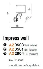 Azzardo настенный светильник Impress White цена и информация | Настенные светильники | hansapost.ee