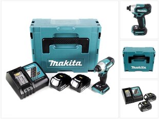 Аккумуляторный ударный гайковерт Makita DTD 155 RTJ 18 В 140 Нм 1/4" + 2х аккумулятора 5,0 Ач + зарядный блок + Makpac цена и информация | Дрели и шуруповёрты | hansapost.ee