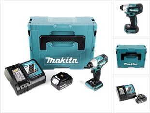 Аккумуляторный ударный шуруповерт Makita DTD 155 RT1J 18 В Makpac + 1х аккумулятор BL1850 5,0 Ач + 1 x DC 18 RC зарядка цена и информация | Дрели и шуруповёрты | hansapost.ee