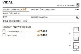 Azzardo seinavalgusti Vidal White hind ja info | Seinavalgustid | hansapost.ee