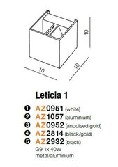 Azzardo настенный светильник Leticia Gold цена и информация | Настенные светильники | hansapost.ee