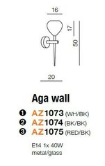 Azzardo seinavalgusti Aga White/Black hind ja info | Seinavalgustid | hansapost.ee