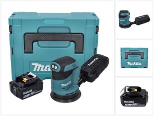 Аккумуляторная эксцентриковая шлифовальная машинка Makita DBO 180 G1J 18 В 125 мм + 1х аккумулятор 6,0 Ач + Makpac - без зарядного устройства цена и информация | Шлифовальные машины | hansapost.ee