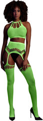 Ouch! Glow ярко-зеленый сетчатый кроп-топ и колготки цена и информация | Сексуальное женское белье | hansapost.ee