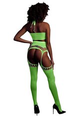 Ouch! Glow ярко-зеленый сетчатый кроп-топ и колготки цена и информация | Сексуальное женское белье | hansapost.ee