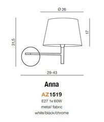 Seinalamp Azzardo Anna White/Chrome цена и информация | Настенные светильники | hansapost.ee