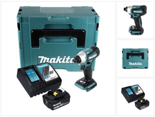 Аккумуляторный ударный гайковерт Makita DTD 155 RG1J 18 В 140 Нм 1/4" + 1х аккумулятор 6,0 Ач + зарядный блок + Makpac цена и информация | Дрели и шуруповёрты | hansapost.ee