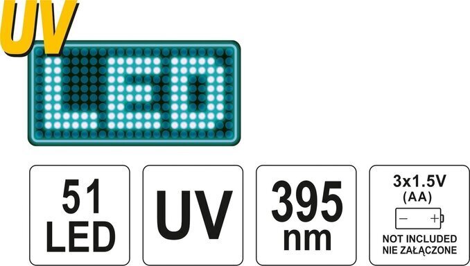 Taskulamp UV 51 LED + prillid Yato (YT-08581) цена и информация | Taskulambid, pealambid ja prožektorid | hansapost.ee