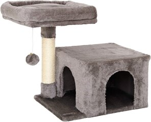 Когтеточка для кошек с домиком Lionto, 50 см, серая цена и информация | Когтеточки | hansapost.ee