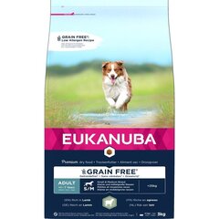 Eukanuba Grain Free S/M Adult для взрослых собак мелких и средних пород с бараниной, 3 кг цена и информация | Сухой корм для собак | hansapost.ee