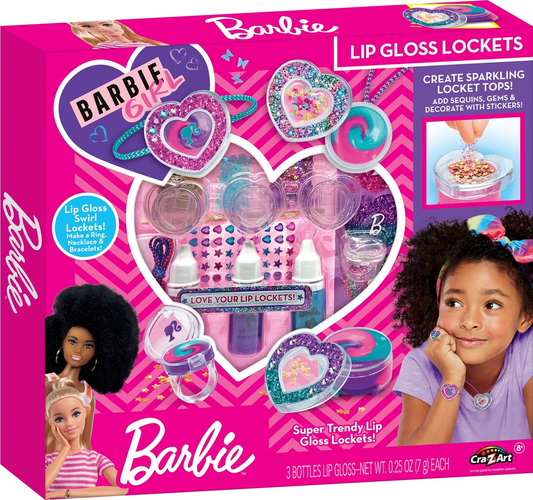 Meigikomplekt tüdrukutele Barbie Sparkling Sweet Heart Lip Gloss Lockets, 1 tk цена и информация | Laste ja ema kosmeetika | hansapost.ee