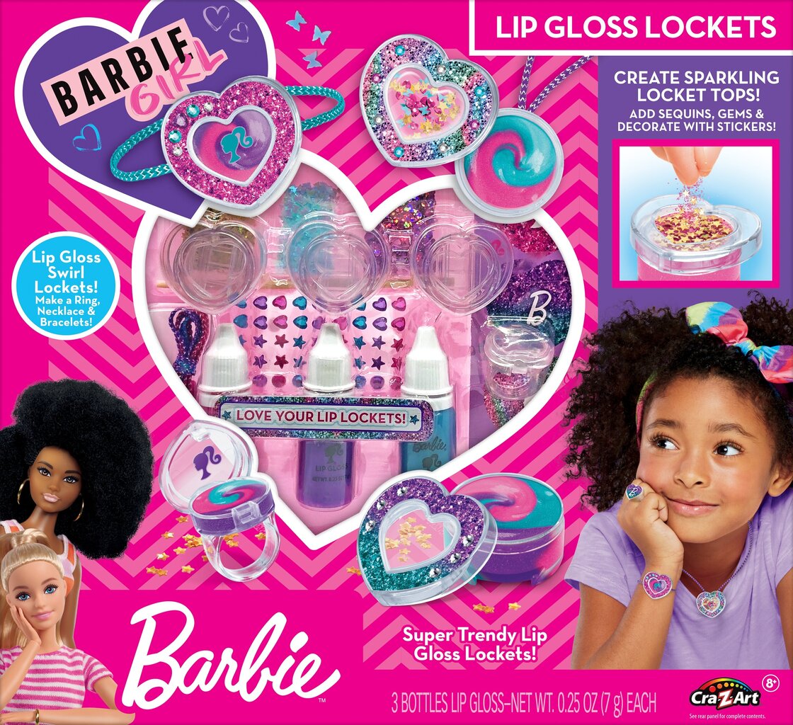 Meigikomplekt tüdrukutele Barbie Sparkling Sweet Heart Lip Gloss Lockets, 1 tk hind ja info | Laste ja ema kosmeetika | hansapost.ee