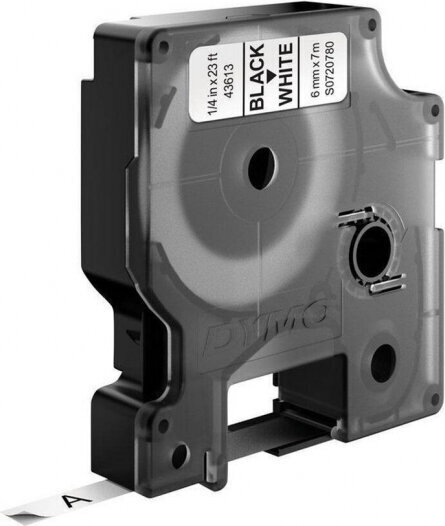 Lamineeritud teip etiketimasinatele Dymo D1 43613 LabelManager™ Valge 6 mm Must (5 tk.) hind ja info | Printeritarvikud | hansapost.ee