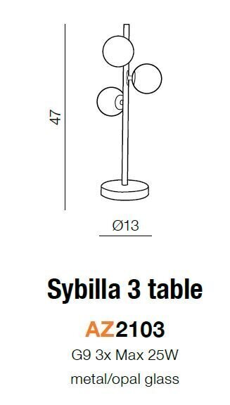 Azzardo laualamp Sybilla 3 AZ2103 hind ja info | Laualambid | hansapost.ee