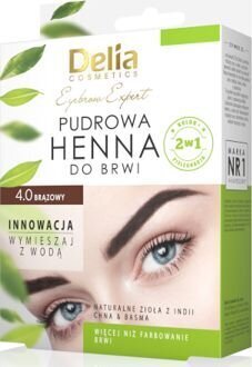 Henna kulmudele Delia Eyebrow Expert 0,4 Brown, 4g цена и информация | Kulmupliiatsid, -puudrid ja -värvid | hansapost.ee