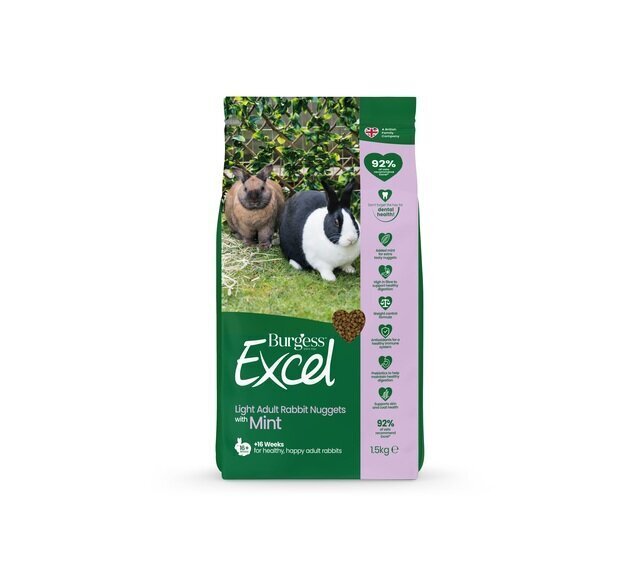 Toit küülikutele Burgess Excel, 1,5 kg цена и информация | Toit väikeloomadele | hansapost.ee