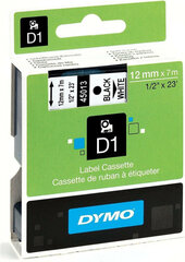 Lamineeritud teip etiketimasinatele Dymo D1 45013 LabelManager™ Valge 12 mm Must (1 tk) hind ja info | Printeritarvikud | hansapost.ee