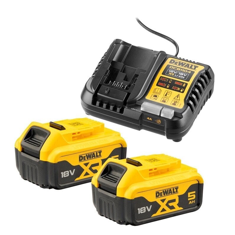 Tarvikute komplekt DeWalt DCB1104P2-QW; 18 V; 2x5,0 Ah aku hind ja info | Käsitööriistad | hansapost.ee