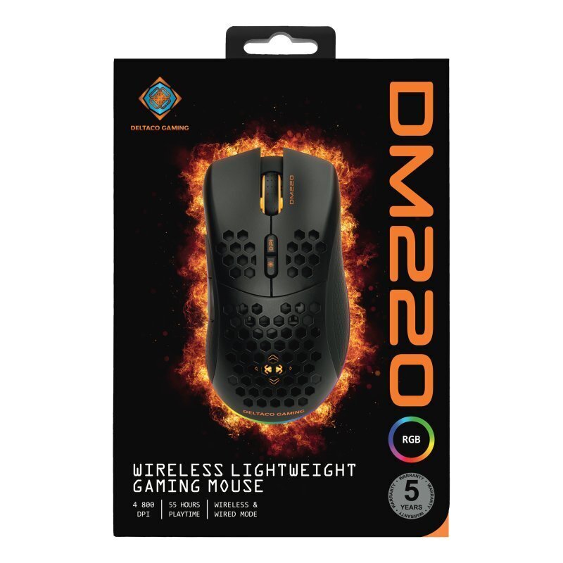 Hiir mängurile Deltaco DM210, 6400dpi, 7 nuppu, RGB, must цена и информация | Arvutihiired | hansapost.ee