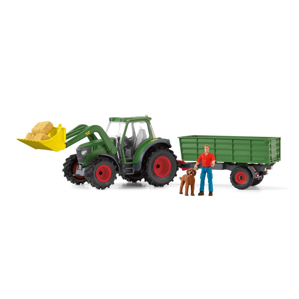 Traktor koos haagisega Farm World Schleich, roheline цена и информация | Mänguasjad poistele | hansapost.ee