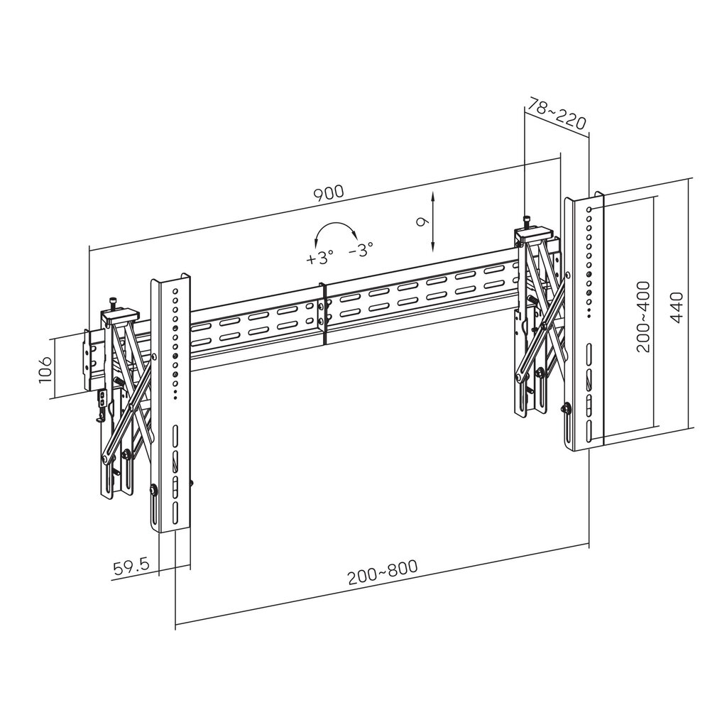 Sbox LVW02-48T (37-70|70kg|800x400) цена и информация | Teleri seinakinnitused ja hoidjad | hansapost.ee