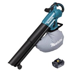 Аккумуляторная воздуходувка и пылесос для уборки листьев, Makita DUB 187 G, 18 В, с аккумулятором и зарядным устройством цена и информация | Пылесосы для сбора листьев, измельчители веток, очистители тротуарной плитки | hansapost.ee