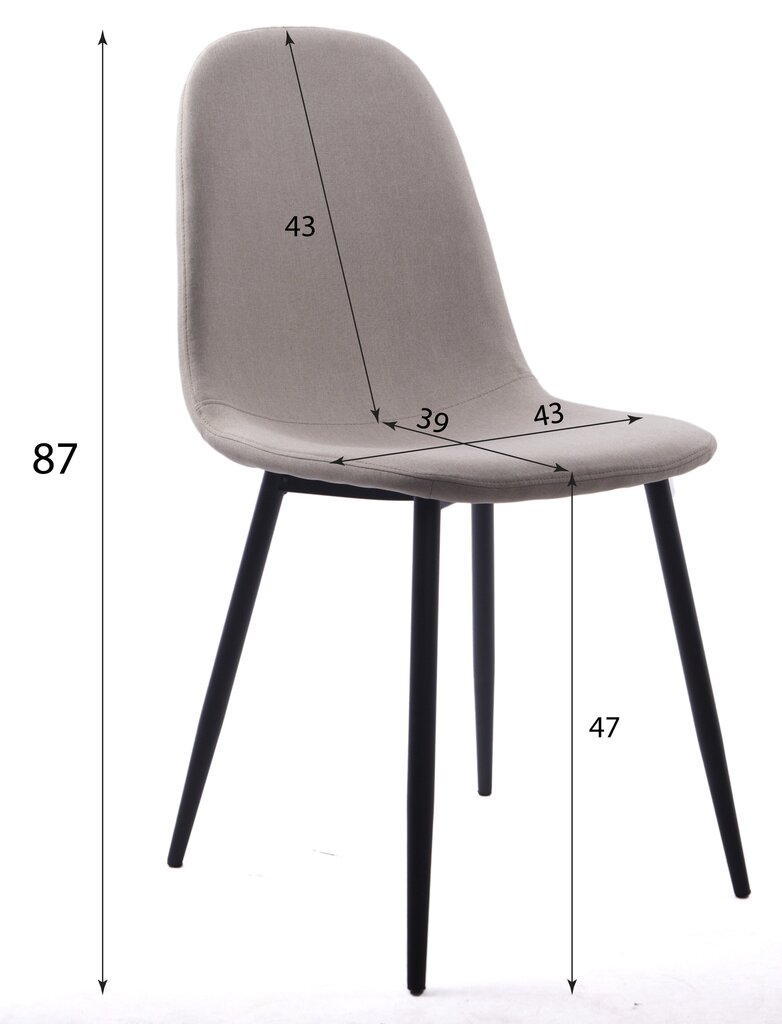 Komplektis 4 Leobert Dart tooli, hall/must цена и информация | Köögitoolid, söögitoolid | hansapost.ee