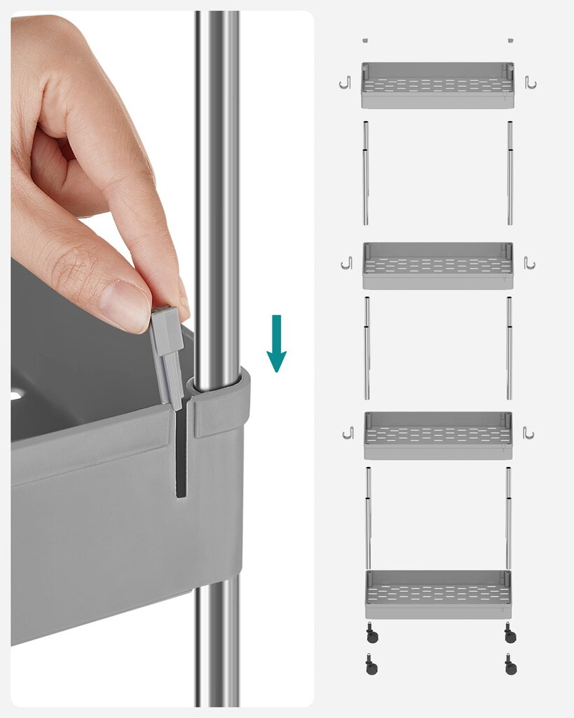 Vannitoakapp ratastel Leobert KSC010G01, hall hind ja info | Vannitoa aksessuaarid | hansapost.ee