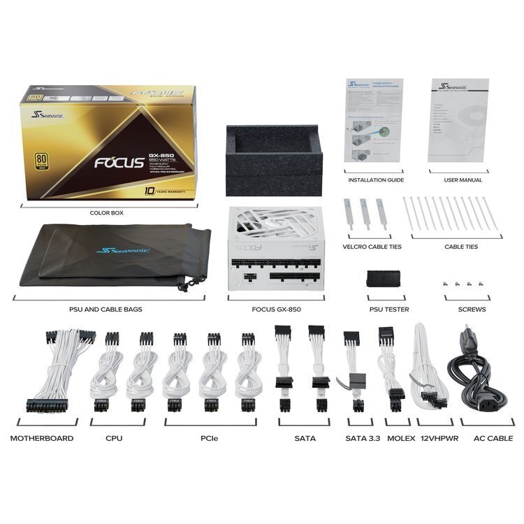 Seasonic Focus GX-850 (ATX3-FOCUS-GX-850-WHITE) hind ja info | Toiteplokid | hansapost.ee