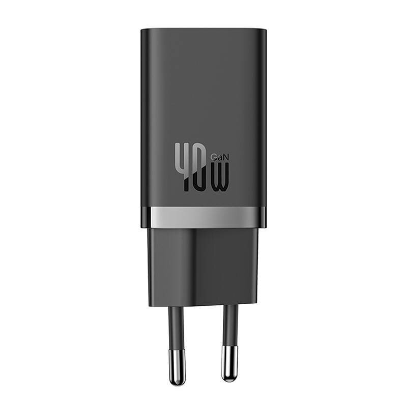 Wall Charger Baseus GaN5 40W, 2x USB C (Black) цена и информация | Laadijad mobiiltelefonidele | hansapost.ee