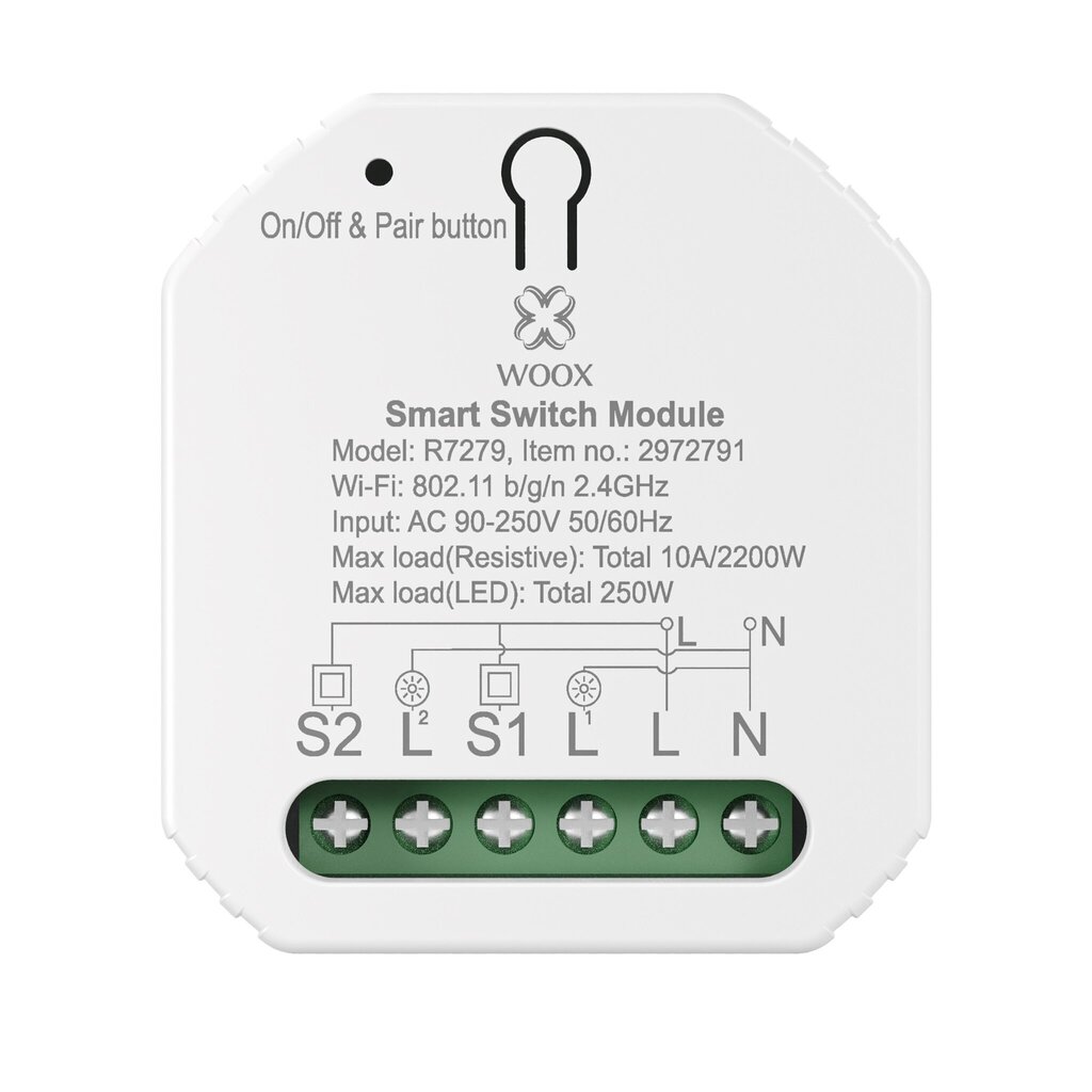 Woox Tuya Smart 2 kanaliga WiFi lüliti moodul hind ja info | Valvesüsteemid, kontrollerid | hansapost.ee