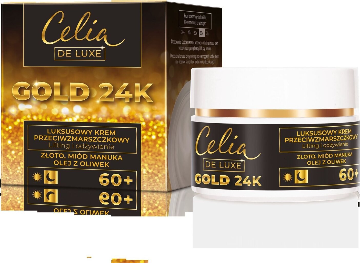 Kortsudevastane öökreem Celia Gold 24k Luxurious anti wrinkle cream 60+, 50 ml цена и информация | Näokreemid | hansapost.ee