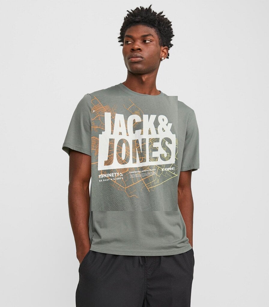 Jack & Jones meeste T-särk 12252376*01, hall цена и информация | T-särgid meestele | hansapost.ee